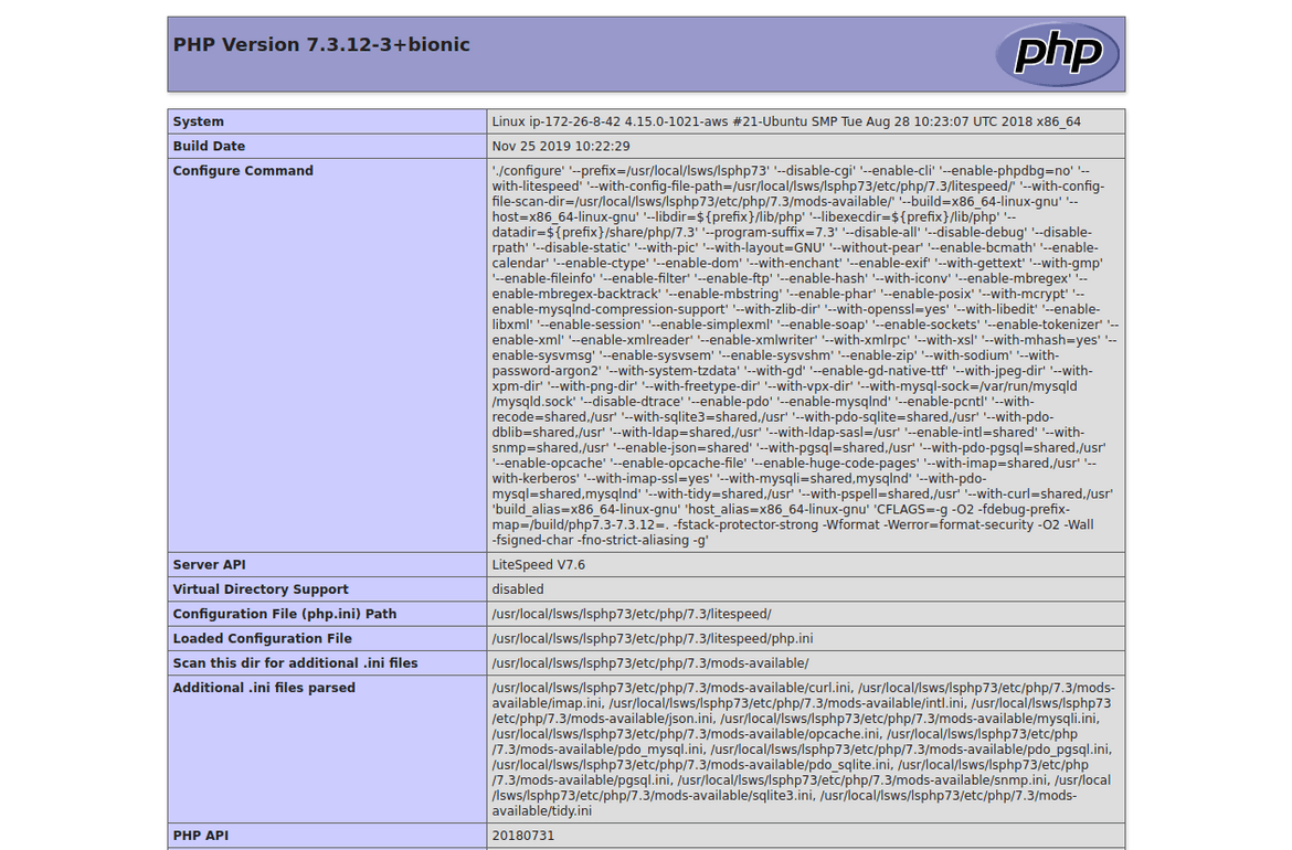 phpinfo